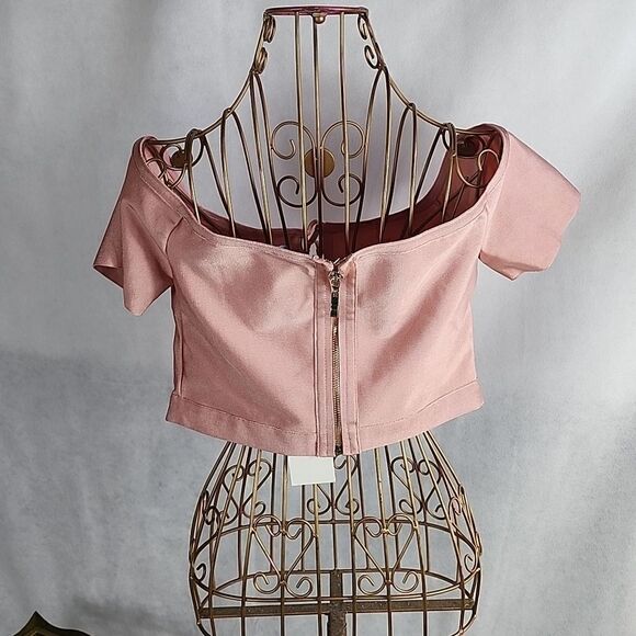 Euro Summer Size L Corset Front Crop Top NWT - Picture 2 of 7